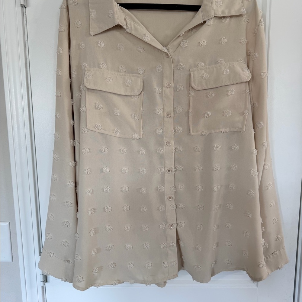 Sweet Rain Light Beige Button-Down Shirt